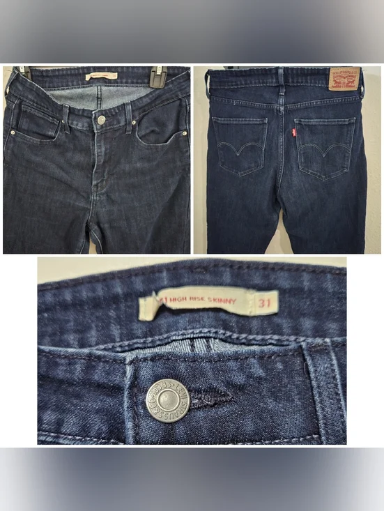 Levi's 721 High Rise Skinny Jeans | Dark Wash Denim | Size W31 L28 - Picture 5 of 7
